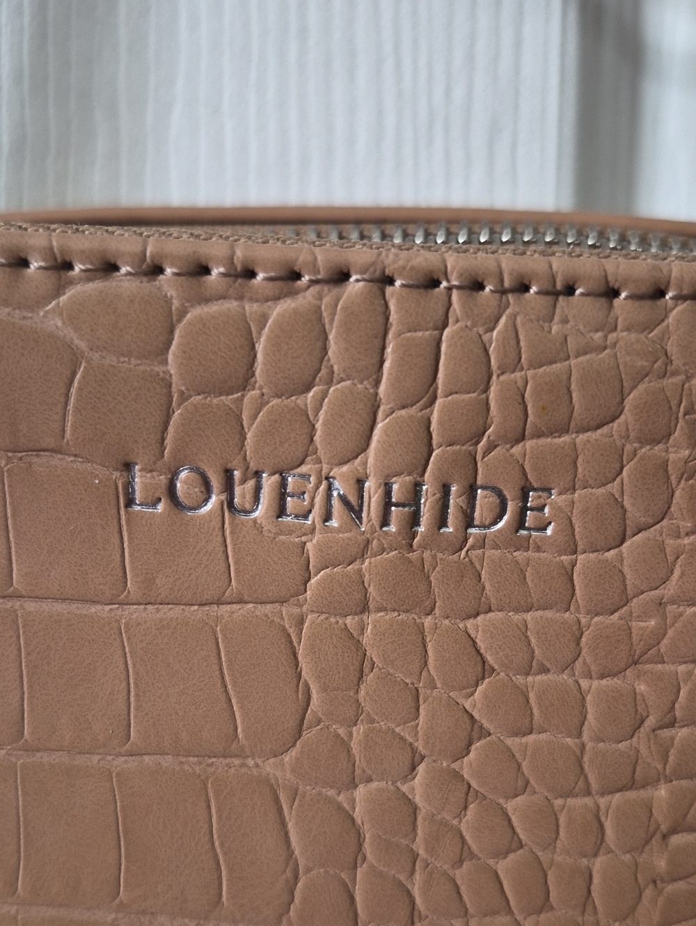 Louenhide Tan Croc-Embossed Crossbody Bag